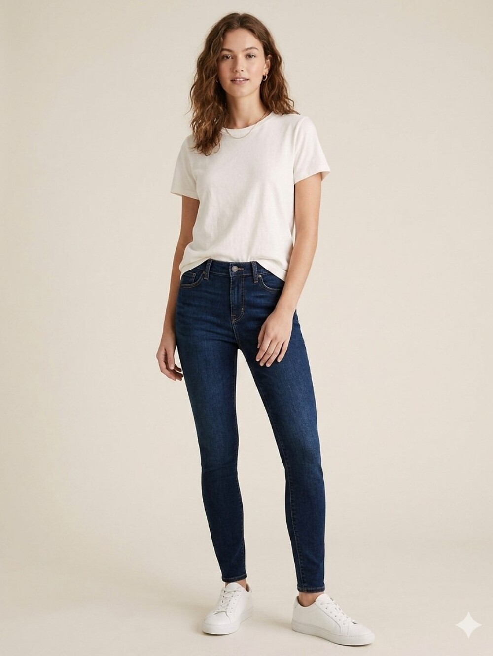 J Crew Skinny Mid Rise Crop Stretchy Jeans In Dark Wash